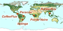 carte des sites ateliers tropicaux