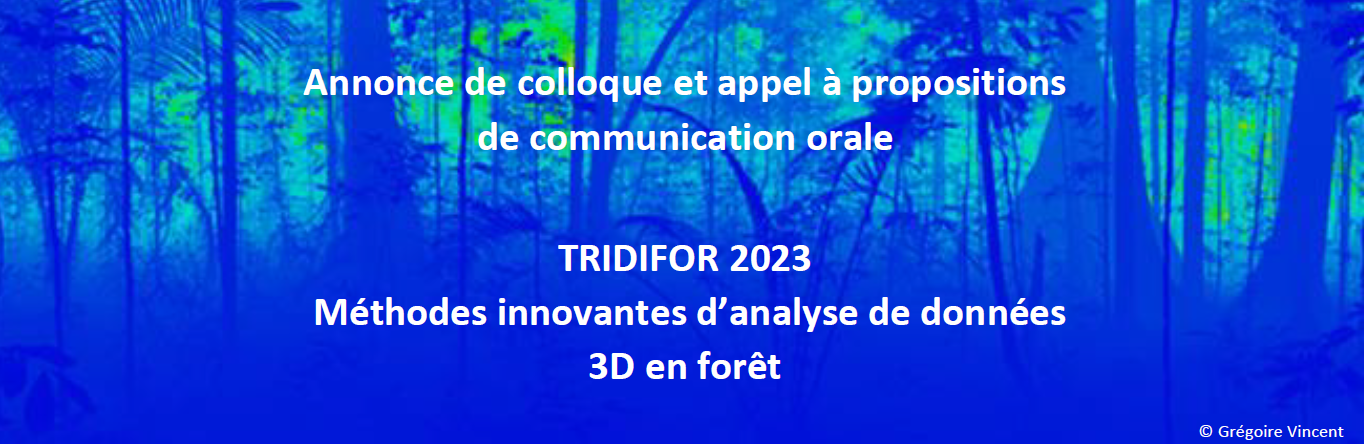 8-10 novembre 2023 – Colloque « TRIDIFOR 2023 – Méthodes innovantes d’analyse de données 3D en forêt »  - PROGRAMME